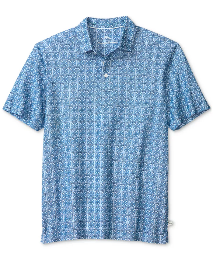 

Мужская поло с коротким рукавом и принтом Ocean Mosaic Tommy Bahama, синий