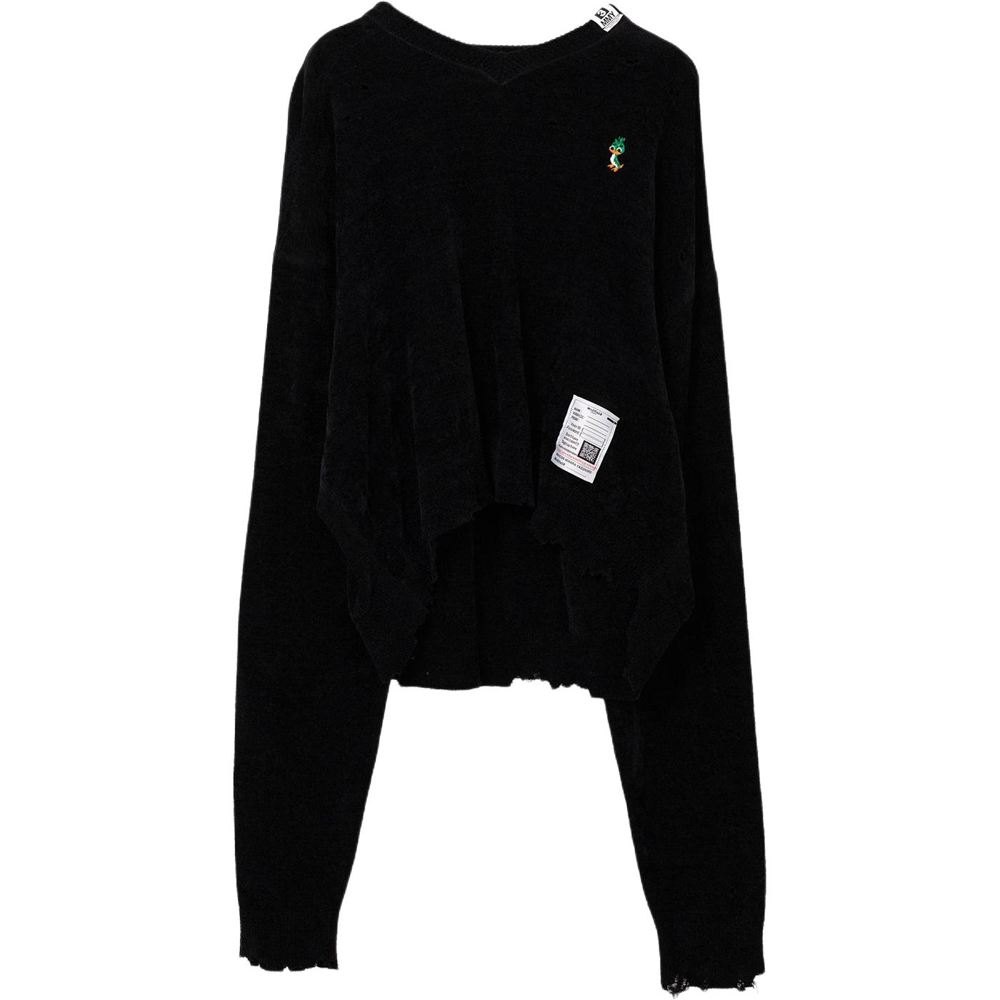 

Свитер с v-образным вырезом и потертостями Maison Mihara Yasuhiro, черный