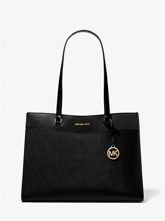 

Большая сумка-тоут из сафьяновой кожи Jet set travel Michael Kors, черный