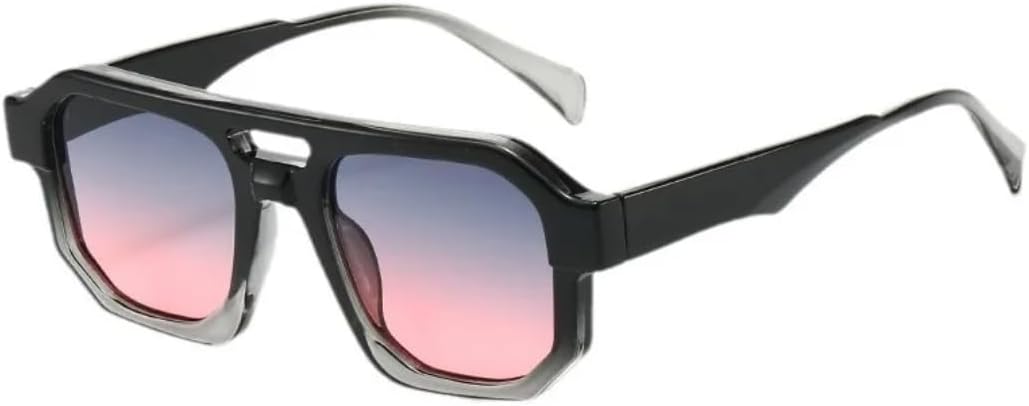 

Солнцезащитные очки для мужчин и женщин - защита UV400 - большая оправа, двойная перемычка, цветные линзы, для занятий спортом на открытом воздухе и вождения DSVIGF, Black Gray