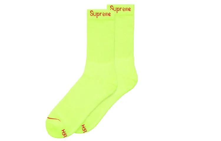 Supreme Носки Hanes Crew 4 пары флуоресцентно-желтые