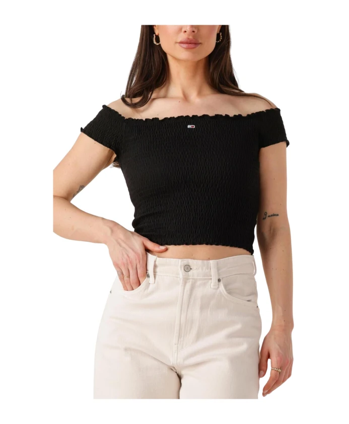 

Черный топ-рубашка для женщин Tommy Jeans, черный