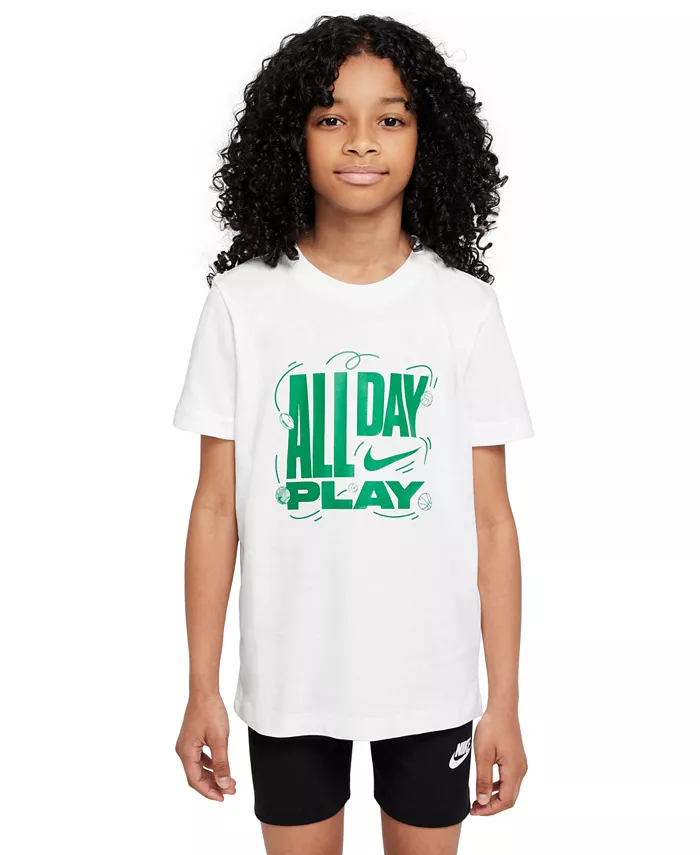 

Футболка с принтом Big Kids Sportswear с круглым вырезом Nike, белый
