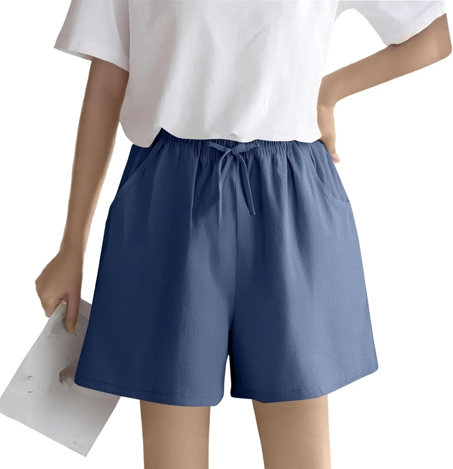 

TWGONE Женские льняные бермуды Casual Lightweight Loose Fit