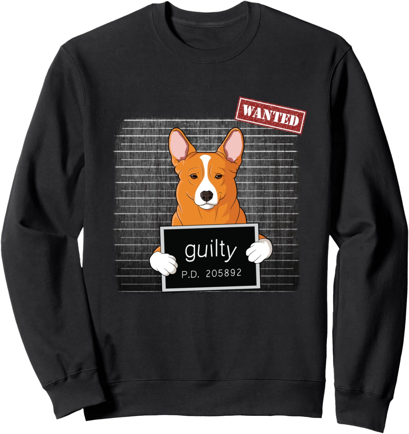 

Толстовка с изображением корги и надписью «Виновная собака» Bad Dog Mug Shot Corgi, черный