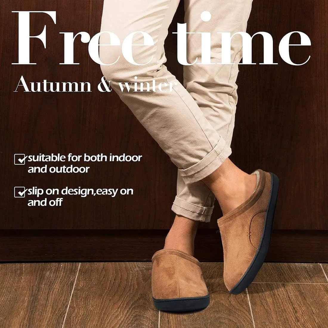 

Мужские уютные домашние тапочки Anbenser с эффектом памяти, для спальни, повседневные, теплые, с плюшевой подкладкой, на мягкой подошве, для дома и улицы, черный