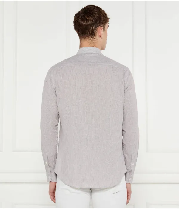 Льняная рубашка Regular fit Emporio Armani, бежевый — фото 3