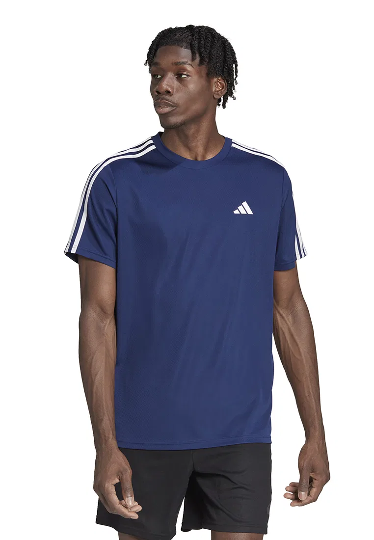 Футболка тренировочная, 3-Stripes, Train Essentials, adidas, белый/темно-синий