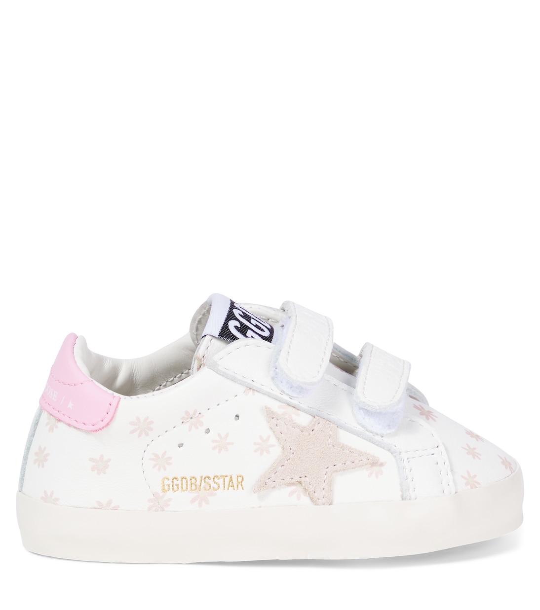 Кожаные кроссовки Baby School Golden Goose Kids, White/Light Beige/Pink — фото 3