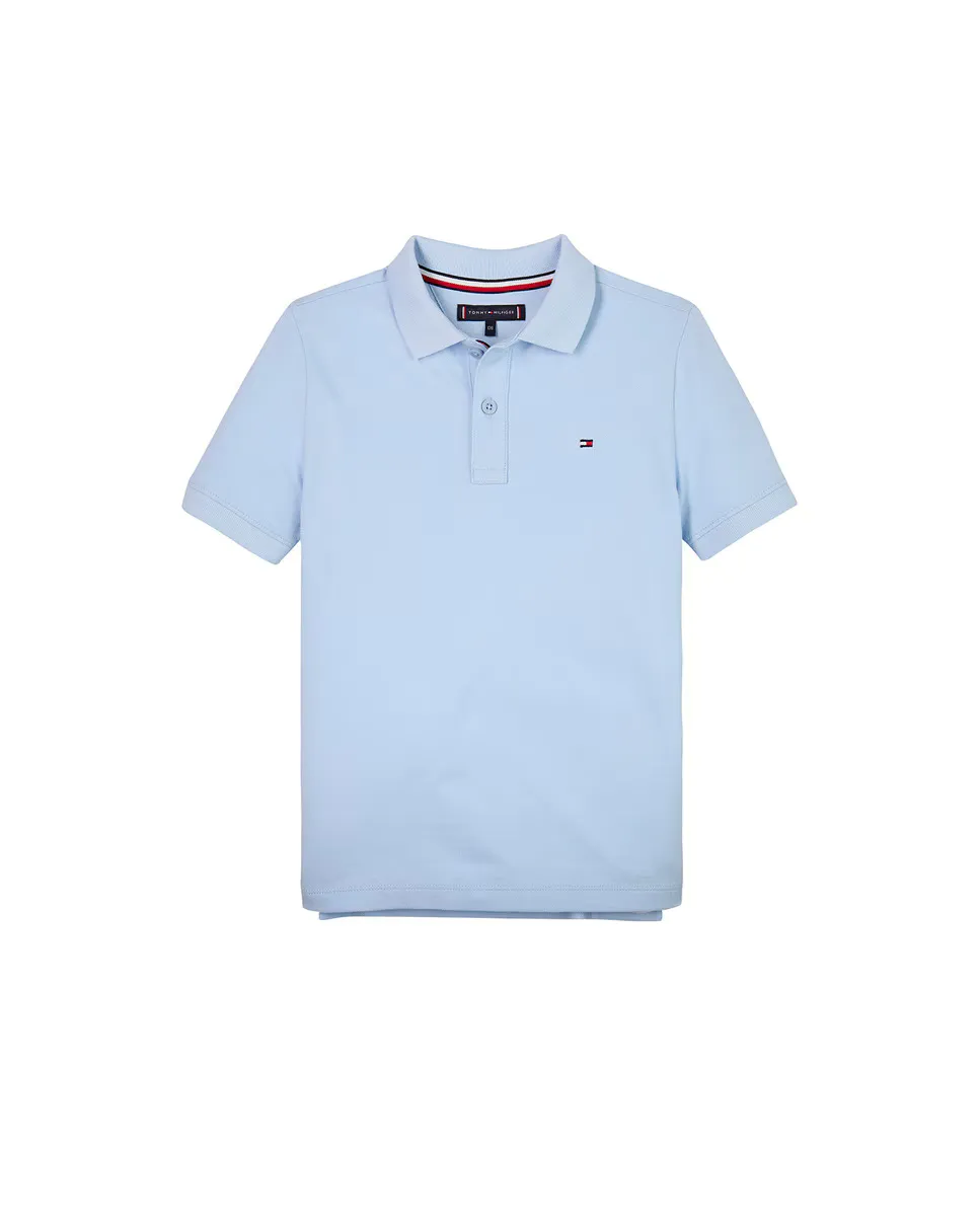 

Однотонная рубашка поло с короткими рукавами и логотипом на груди Tommy Hilfiger, синий