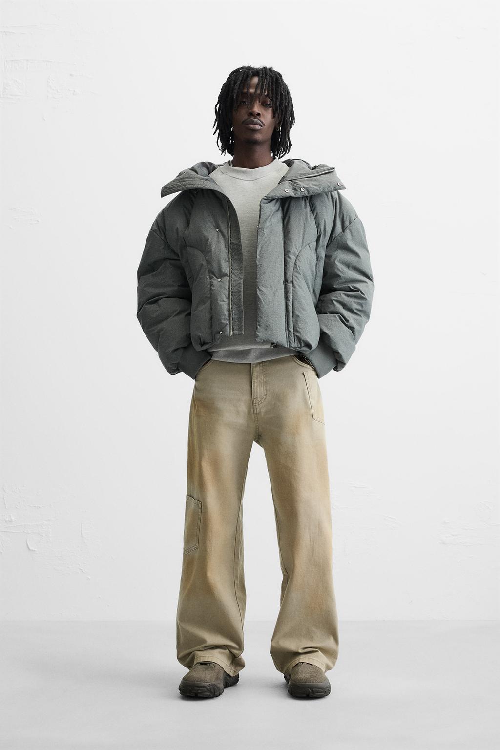 

Утепленная куртка свободного кроя ZARA, серый