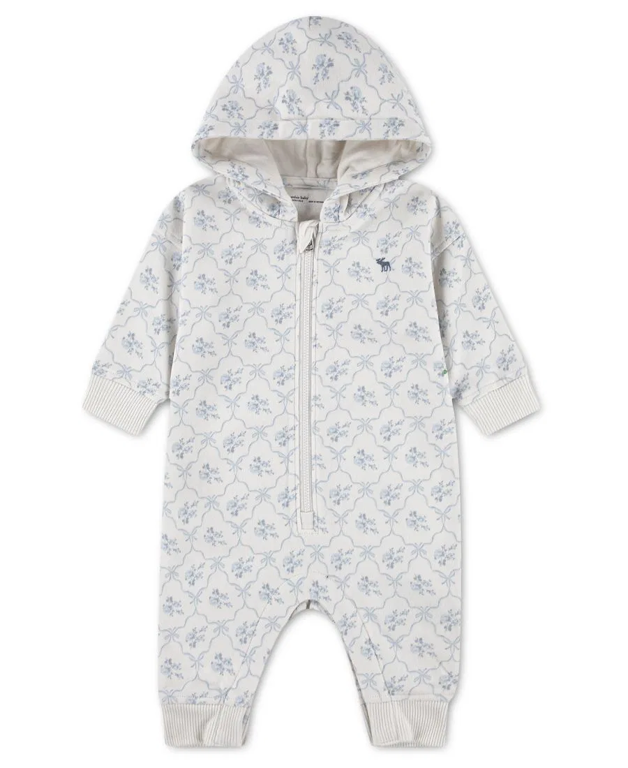 Детский комбинезон на молнии с принтом для девочек Abercrombie Kids, белый/синий