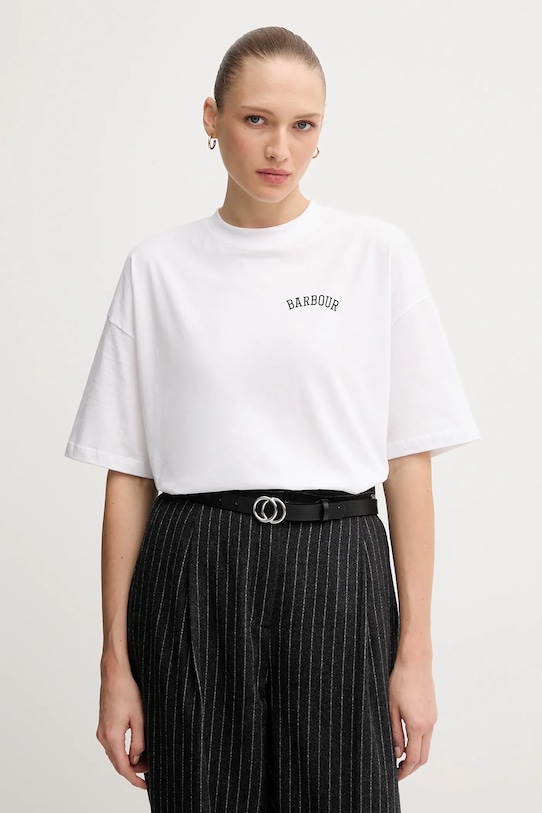 

Хлопковая футболка CLAYDON Barbour, белый