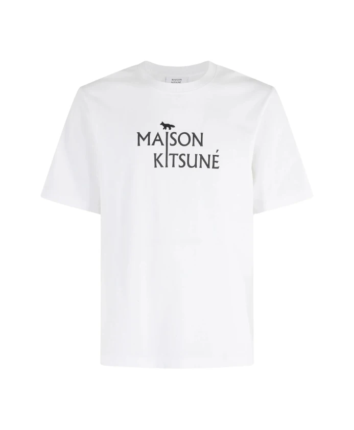 

Белая футболка с логотипом и круглым вырезом. Maison Kitsunã, белый