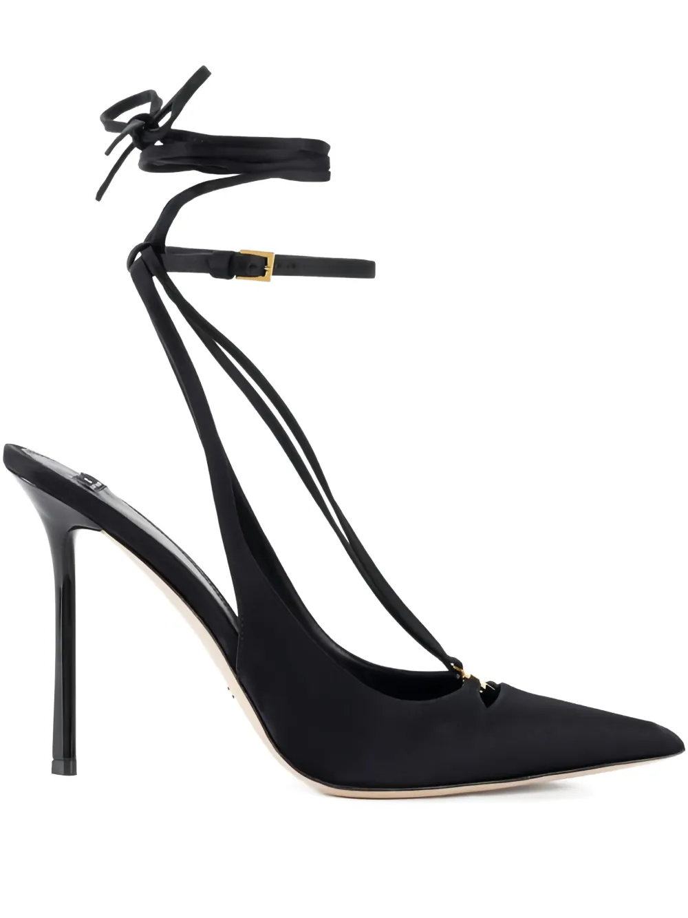Кожаные босоножки на каблуке Elisabetta Franchi, черный