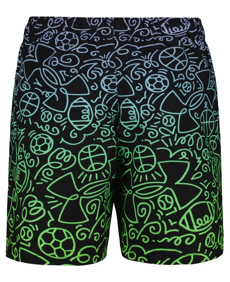 Плавки для мальчиков 8-20 лет с рисунком в виде дудлов Under Armour, черный/neon зеленый — фото 2