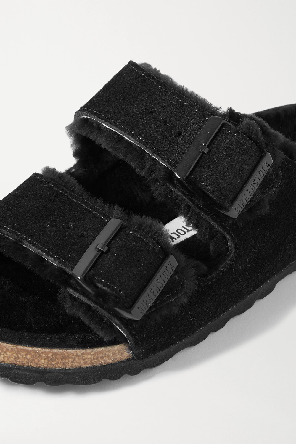 BIRKENSTOCK замшевые сандалии Arizona с подкладкой из овчины, черный — фото 2
