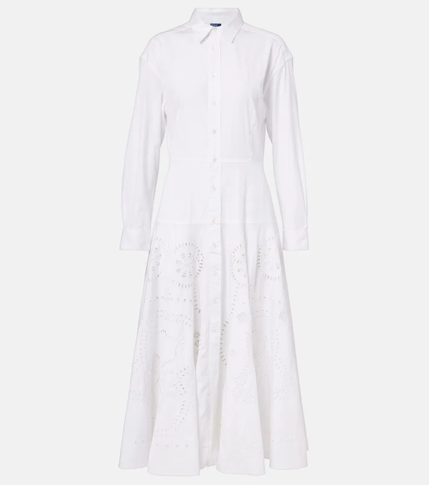 Платье-рубашка из хлопка Broderie anglaise Polo Ralph Lauren, белый
