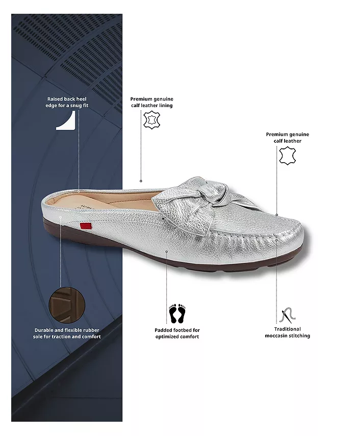 Женские мюли Diane St Slip On Comfort Bow Marc Joseph New York, серебряный — фото 2