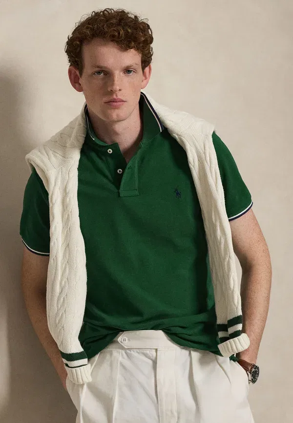Полочная рубашка Polo Ralph Lauren Custom Slim Fit Mesh, цвет новый лес/c7927 — фото 4