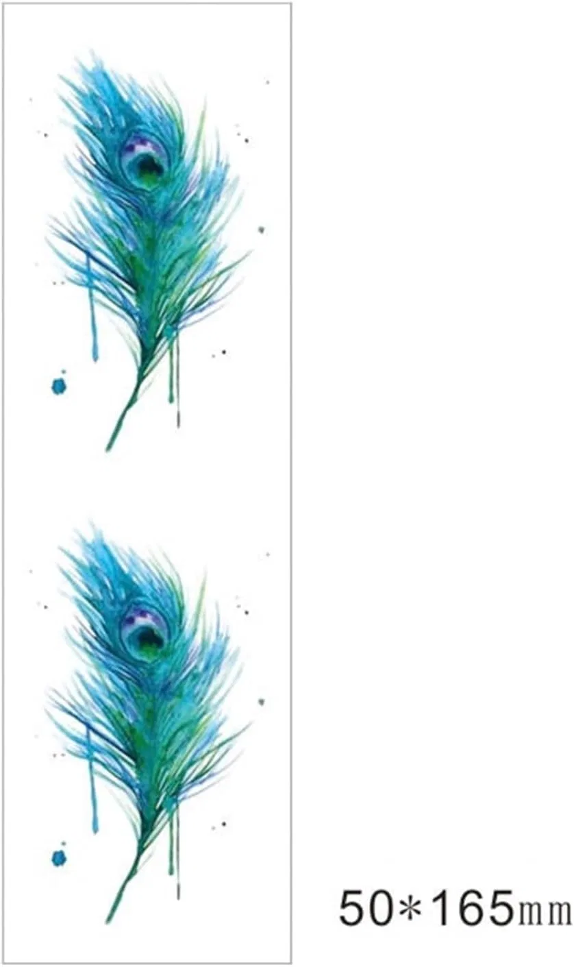 Временная татуировка Peacock Feather, набор 2 шт, цвет один — фото 2
