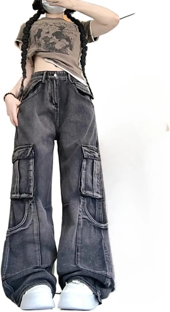 

Женские черные готические джинсы-карго baggy в стиле Y2K Pbkabiug