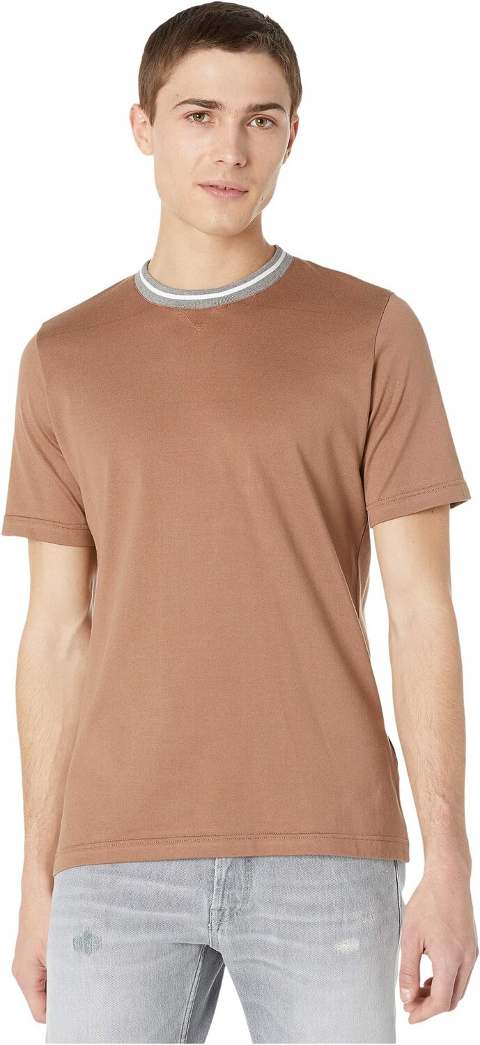 

Футболка eleventy Stripe Detail Crew Neck T-Shirt, кэмел