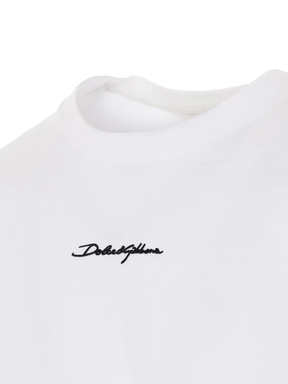Футболка с вышитым логотипом и круглым вырезом Dolce & Gabbana, белый — фото 3