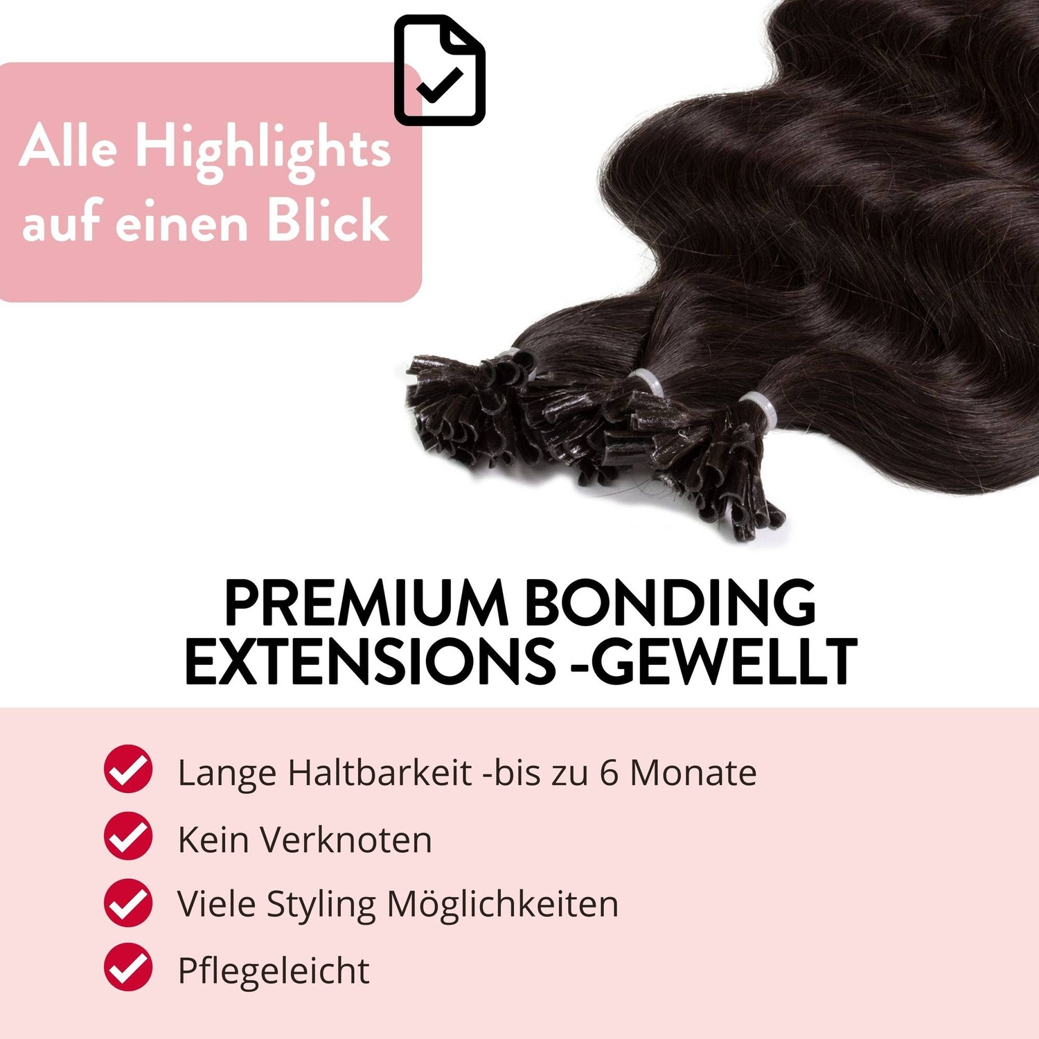 Накладные волосы bonding extensions premium echthaar #5/0 hellbraun 0,8g Hair2Heart, количество 25 шт. — фото 3