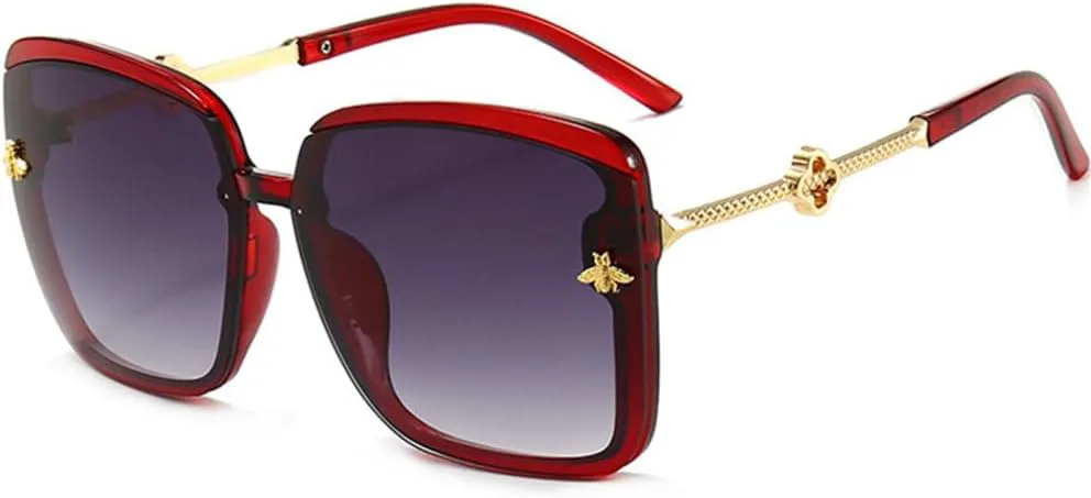 

Солнцезащитные очки Fashion Bee большого размера для женщин и мужчин, винтажные металлические, универсальные солнцезащитные очки для женщин generic, Red Gray