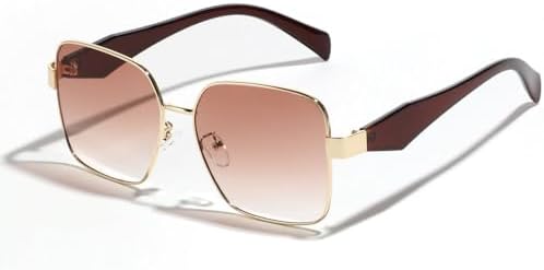 

Солнцезащитные очки в стиле ретро 2027, квадратной формы, для женщин и мужчин, классический винтаж, защита от УФ-излучения UV400 для использования на открытом воздухе MTZJH, Tea