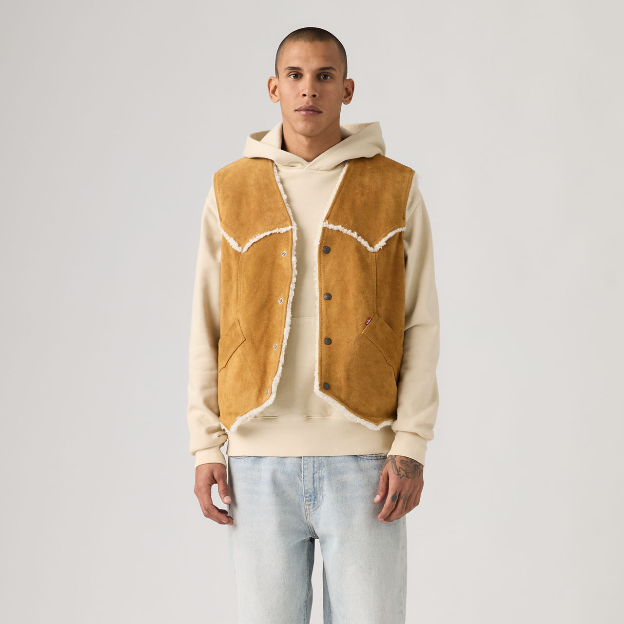 Жилет из замши в стиле вестерн Levi's, Evening Sun Vest - Brown — фото 4