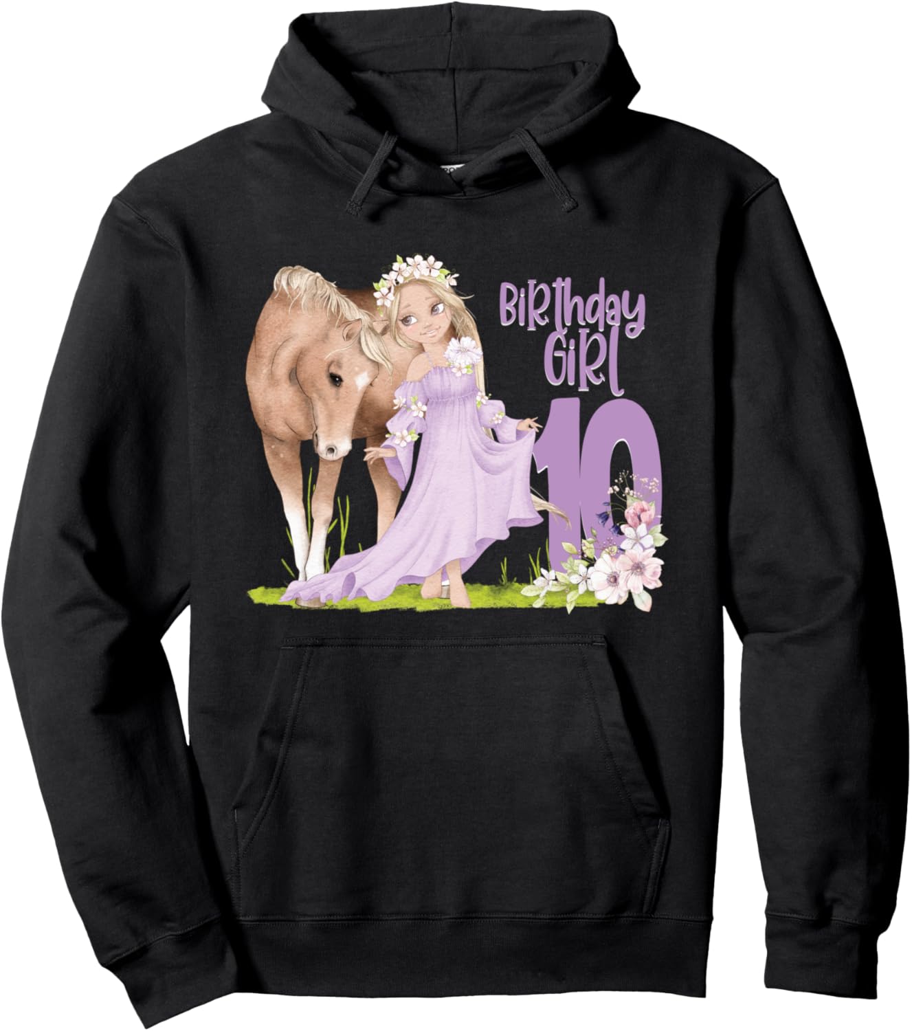 

Худи с надписью «10-летие девочки: лошадь, блондинка, принцесса, вечеринка, конный спорт» 10Th Birthday Horse Tees Nyc, черный