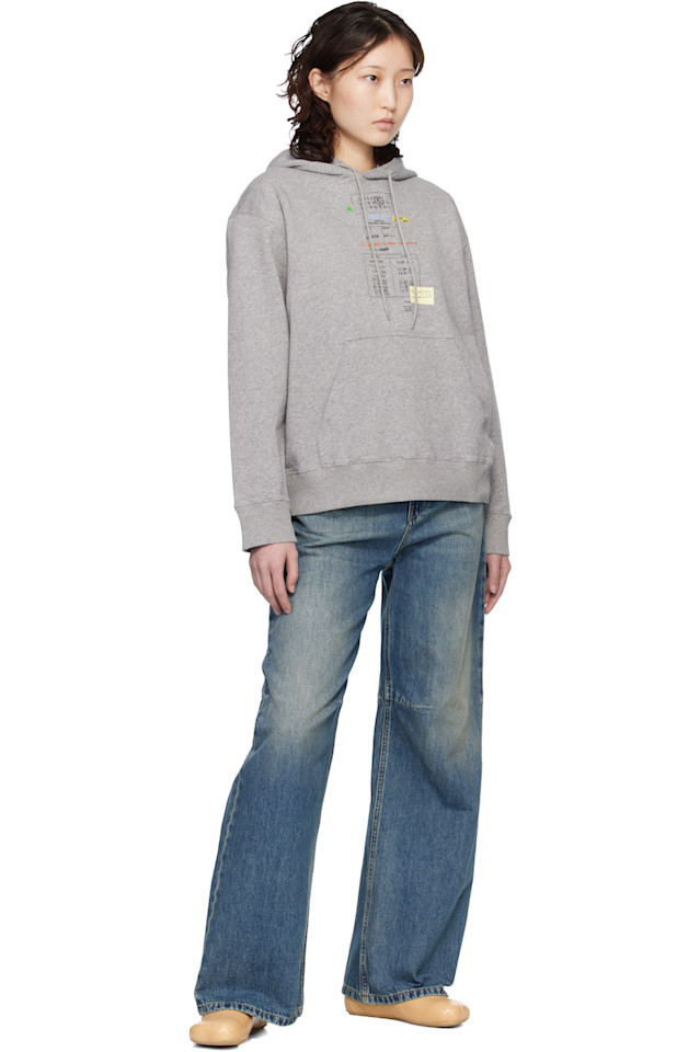 Mm6 Maison Margiela Толстовка из серого неворсистого хлопка — фото 4