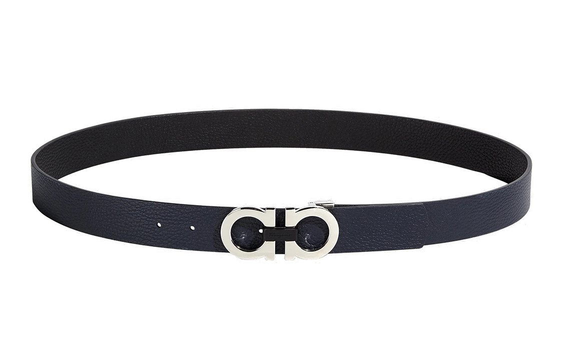 

Ferragamo Ремень GANCINI из телячьей кожи мужской черный/ocean blue ширина 3,5 см