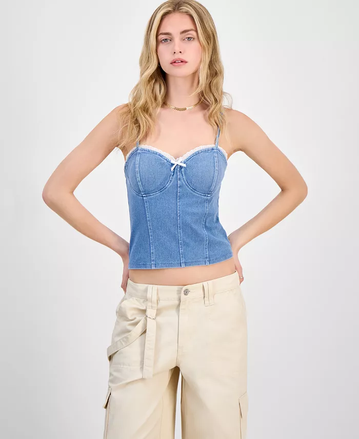 

Женский джинсовый корсетный топ Juniors Madden Girl, синий