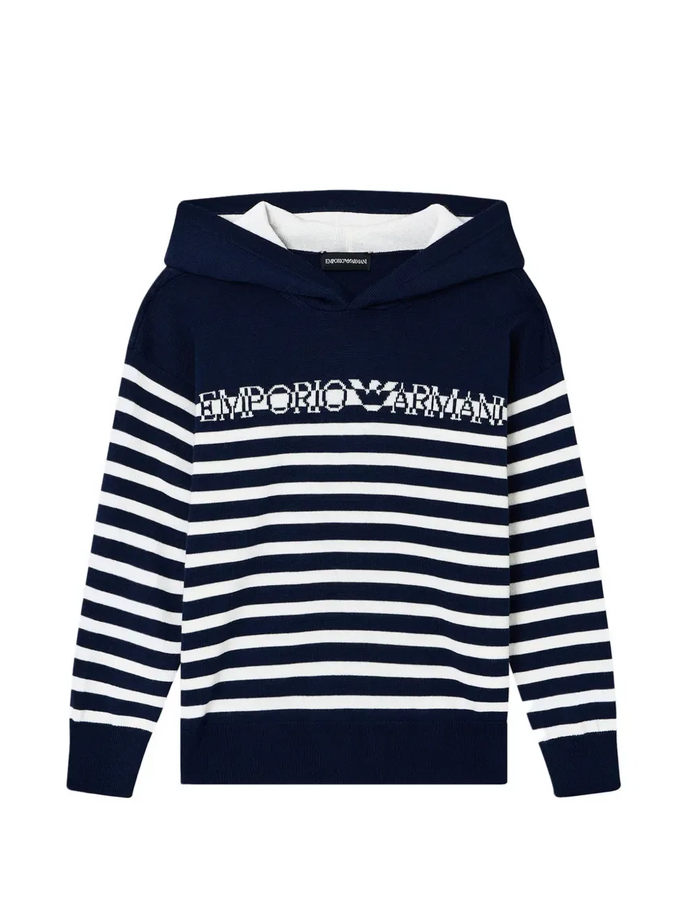 Полосатая толстовка с капюшоном Emporio Armani Kids, синий
