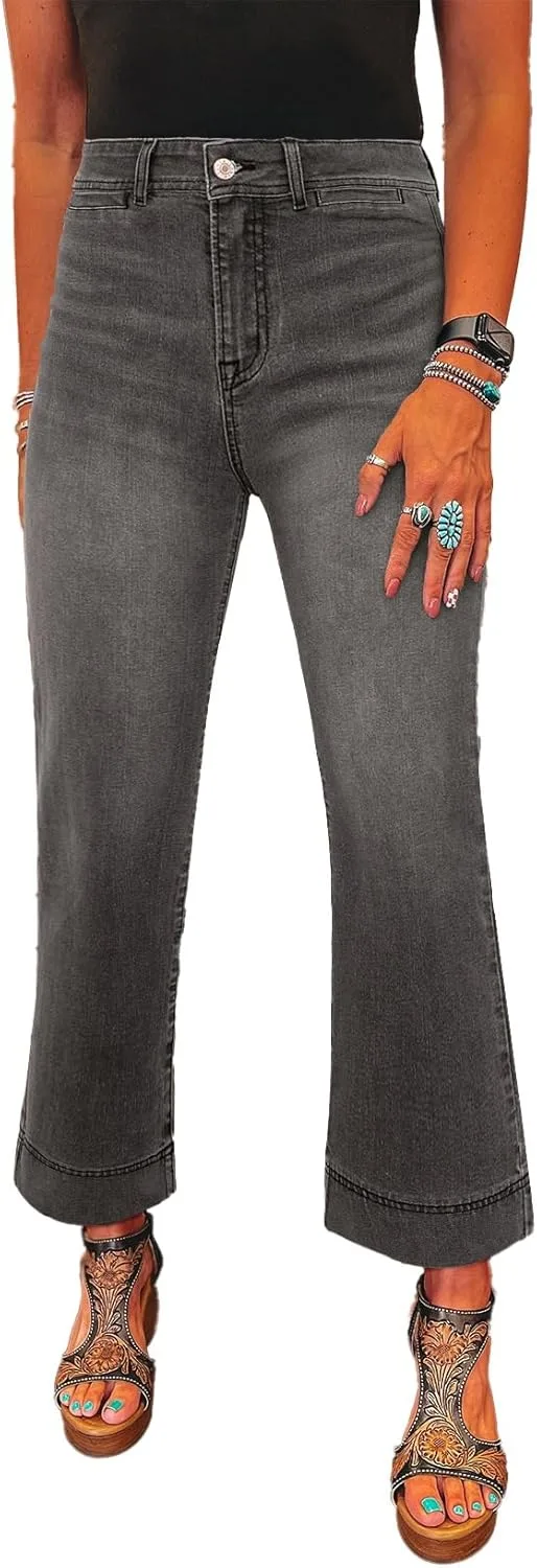 

SHEWIN женские джинсы с широкими штанинами на высокой талии, стрейч, длина по внутреннему шву 25-26 дюймов