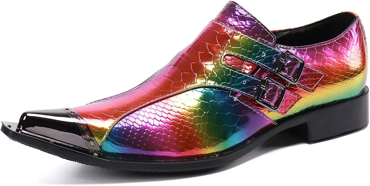 

Мужские лоферы Santimon Mens Rainbow с пряжкой, удобные, с металлическим носком, в стиле церкви, для свадьбы, вечеринки и путешествий