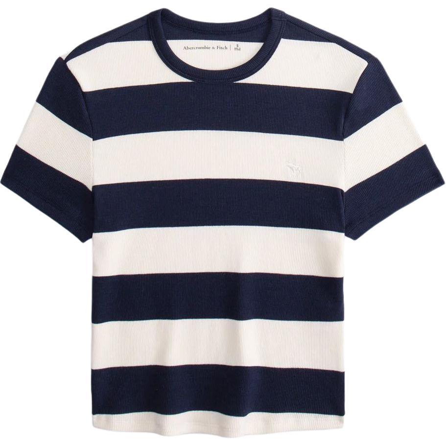 

Abercrombie＆Fitch Футболка женская сине-белая, Белый, Abercrombie＆Fitch Футболка женская сине-белая