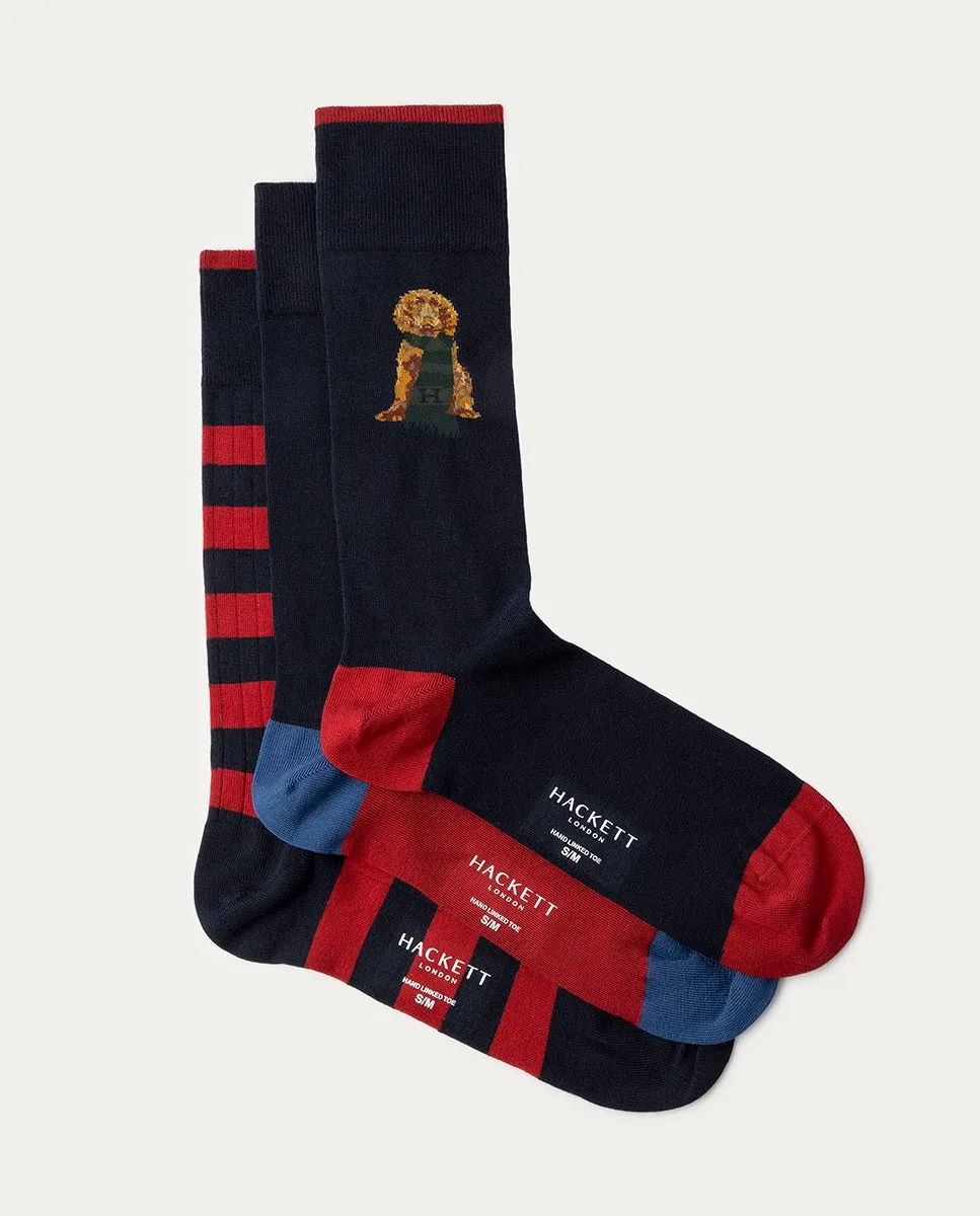 

Коробка из трех мужских носков с узором Hackett, синий