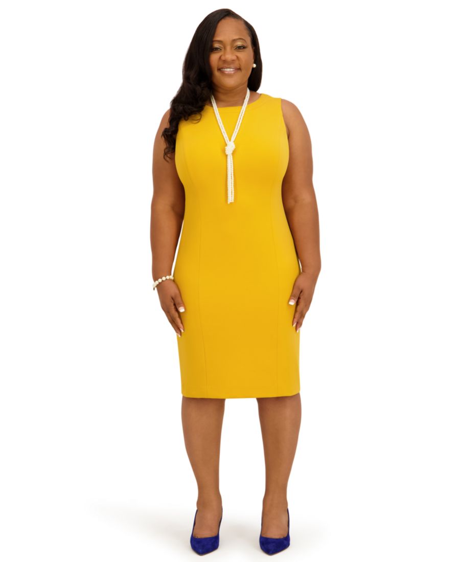 

Женское платье-футляр без рукавов, стандартные и большие размеры Kasper, Gold Signature