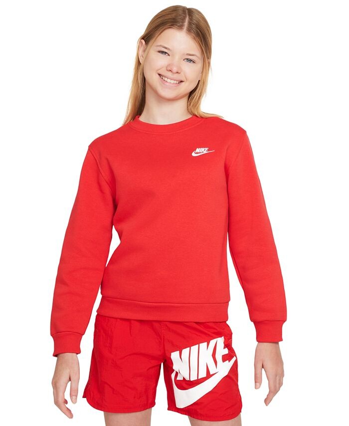 

Флисовый свитшот классического кроя Big Kids Sportswear Club Nike, красный