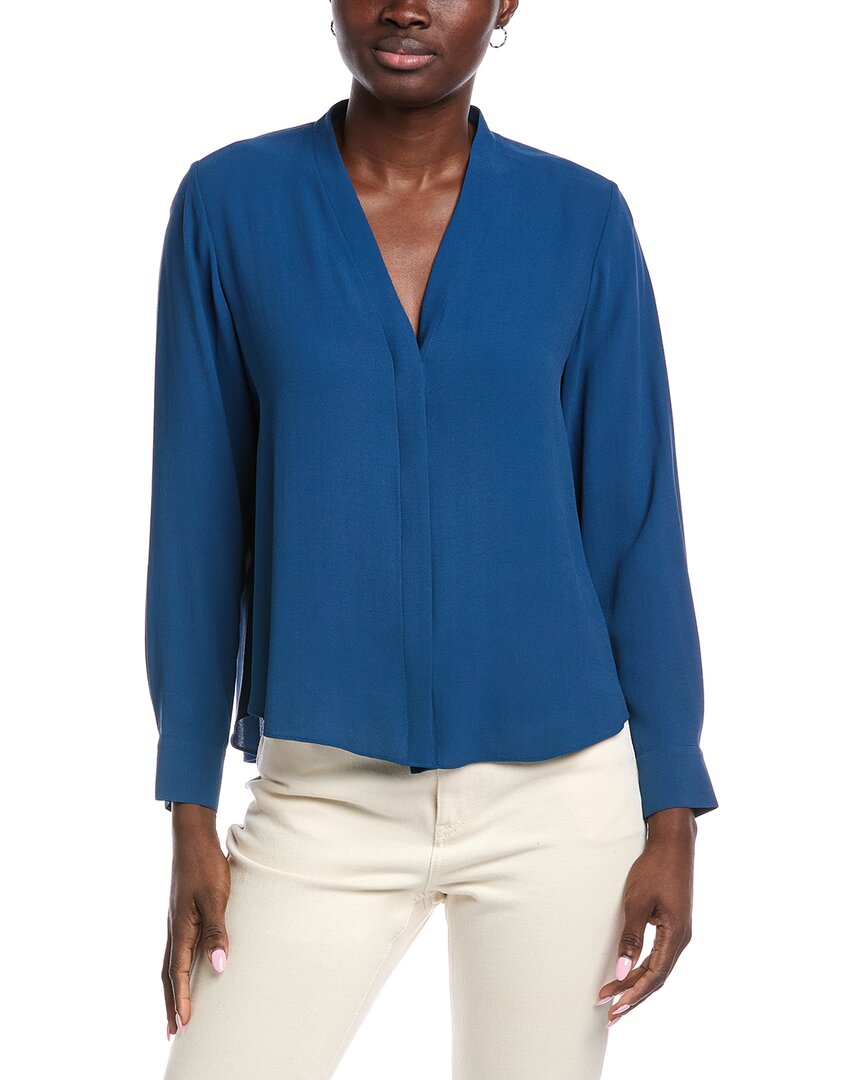 

EILEEN FISHER Укороченная шелковая блузка Petite, синий