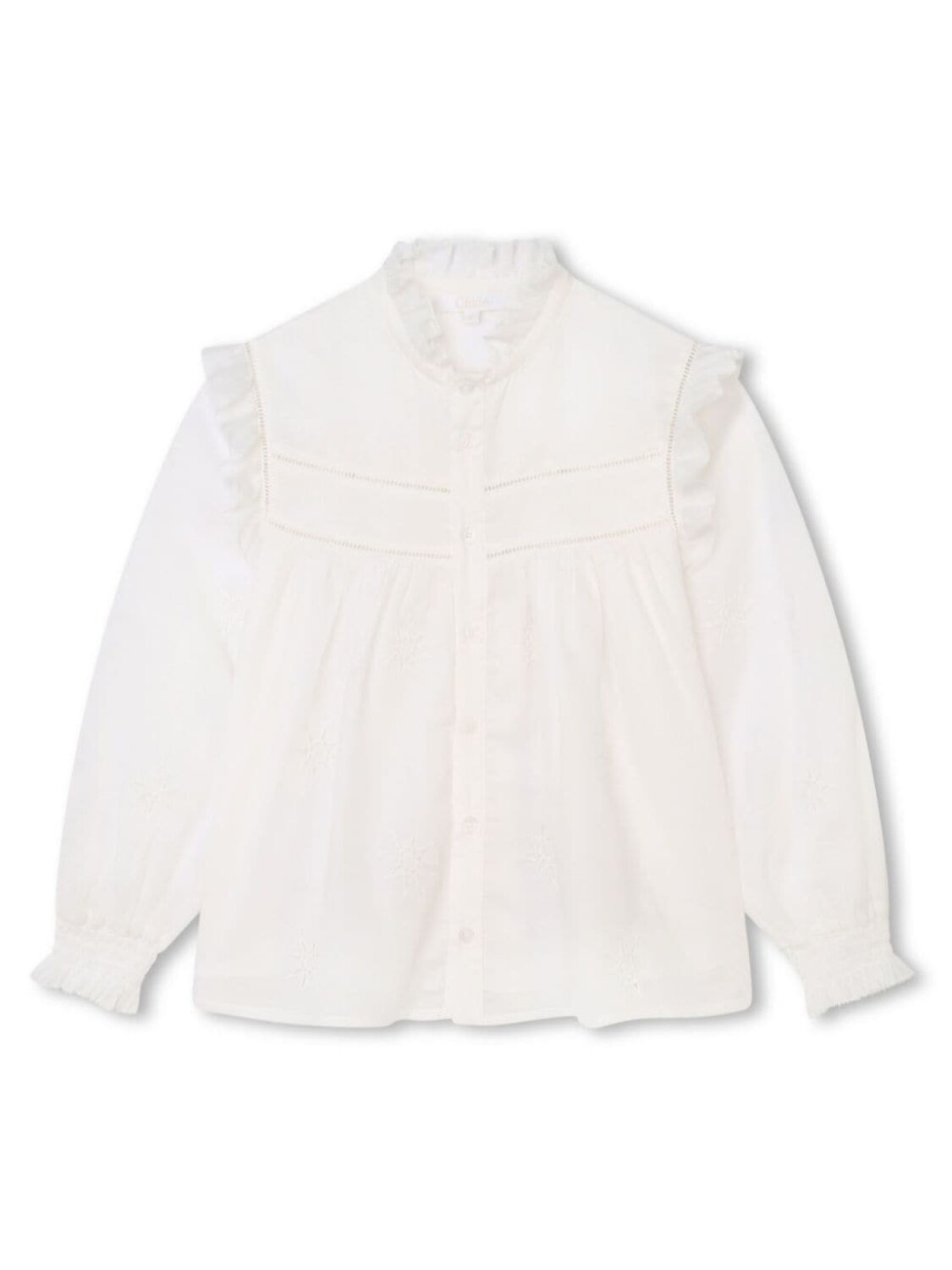 

Chloé Kids рубашка с оборками и люверсами, белый