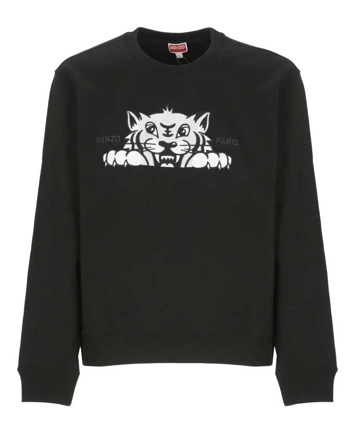 

Черная толстовка с круглым вырезом и вышивкой в виде тигра. Kenzo, черный
