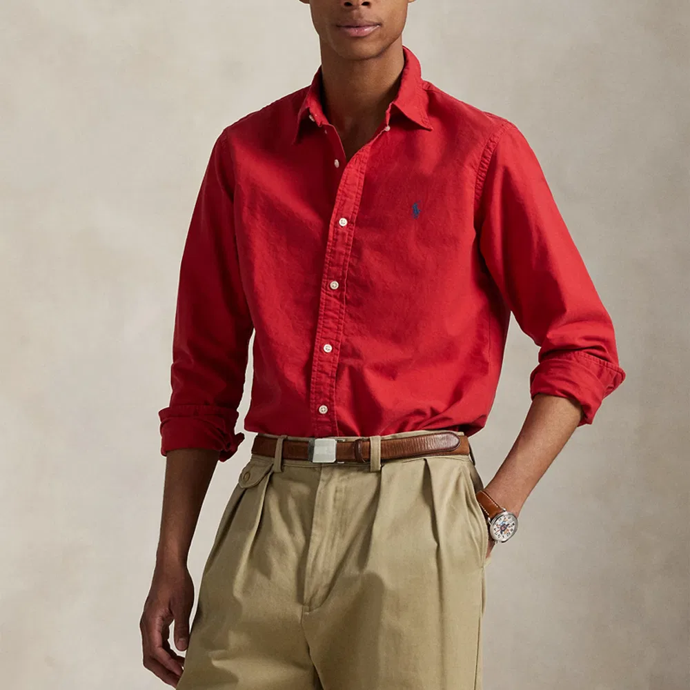 Рубашка с вышитым логотипом Polo Ralph Lauren, Brick Red — фото 4