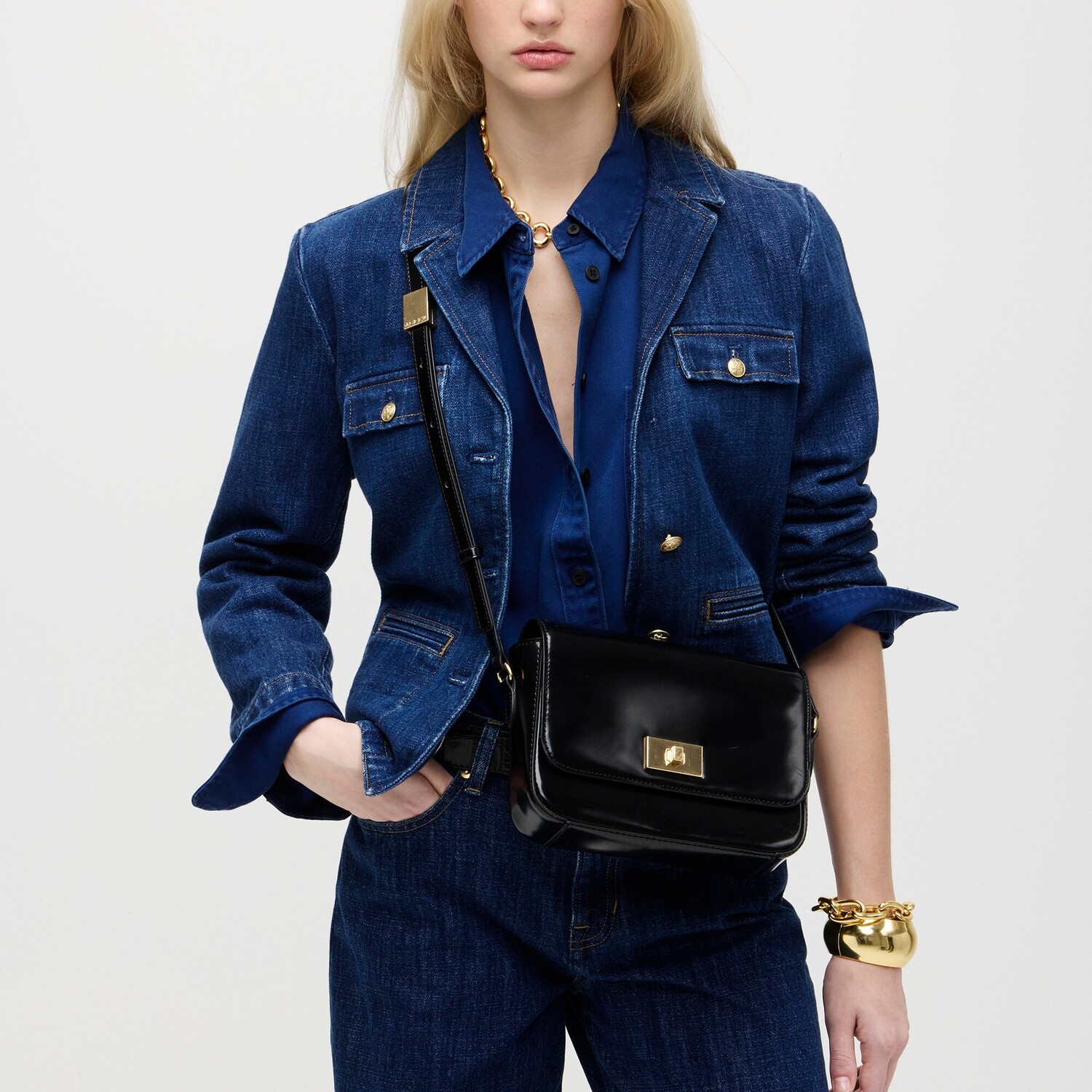 

Сумка через плечо Edie из итальянской кожи J.Crew, черный