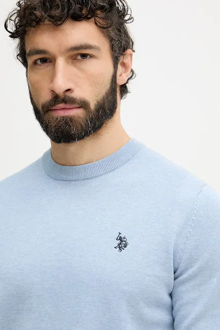 Свитер трикотажный DHM KNIT U.S. Polo Assn., синий — фото 4