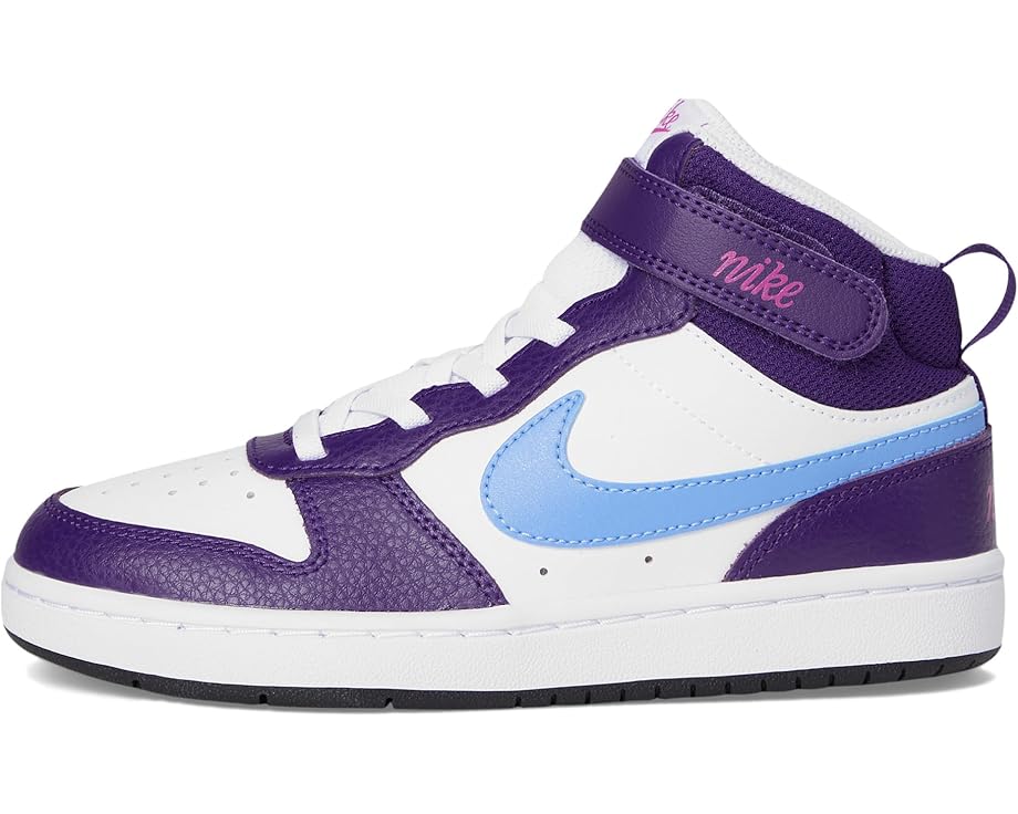 Детские кроссовки Nike Kids Court Borough Mid 2 (Little Kid), White/Royal Pulse/Eggplant — фото 4